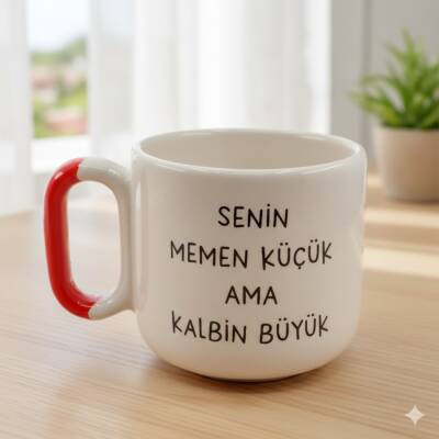 SENİN MEMEN KÜÇÜK-ARYA ÇAY FİNCANI - KIRMIZI SAP - 1