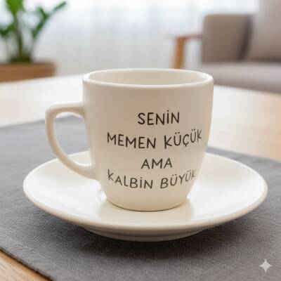 SENİN MEMEN KÜÇÜK-KLASİK TÜRK KAHVESİ FİNCANI - TRANSPARAN GÖVDE - 1