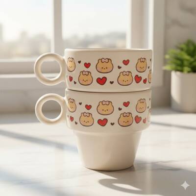 SEVGİLİ AYILAR-İKİLİ ESPRESSO BARDAĞI - TRANSPARAN - 1