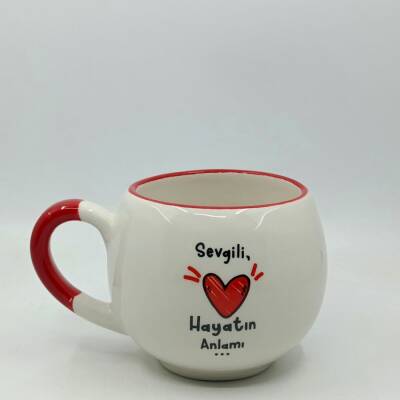 SEVGİLİ; HAYATIN ANLAMI-BALON KUPA - KIRMIZI SAP KIRMIZI TURNET - 1