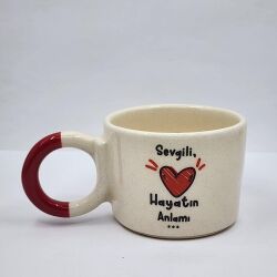 SEVGİLİ; HAYATIN ANLAMI - DÜĞÜM KUPA - KIRMIZI SAP - 