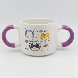 SEVİMLİ KEDİLER PARTİSİ-ÇOCUK KUPA - PEMBE SAP - 