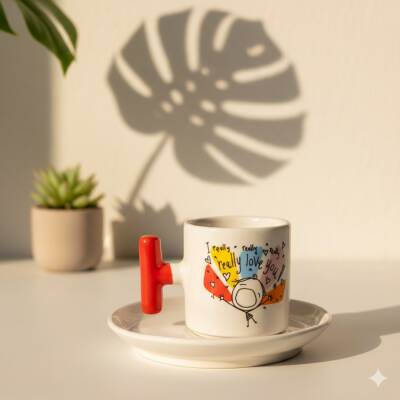 SG.I REALLY REALLY LOVE YOU-T TÜRK KAHVESİ FİNCANI - TURUNCU SAP - 1