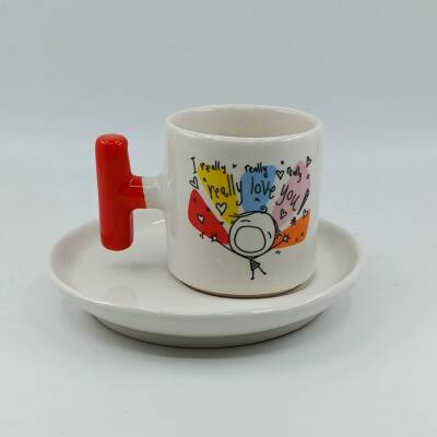 SG.I REALLY REALLY LOVE YOU-T TÜRK KAHVESİ FİNCANI - TURUNCU SAP - 1