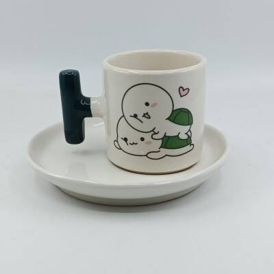 SG.SARILAN KAPLUMBAĞALAR -T TÜRK KAHVESİ FİNCANI - YEŞİL SAP - 1