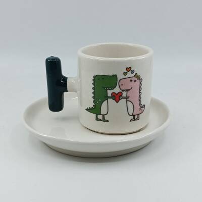 SG.SEVGİLİ DİNOZORLAR-T TÜRK KAHVESİ FİNCANI - YEŞİL SAP - 1