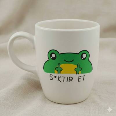 SİKTİR EDEN KURBAĞA-OVAL KUPA - TRANSPARAN SAP - 1