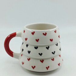 SİYAH KALP KIRMIZI KALP - 3D-ÇAM KUPA - 3D - 