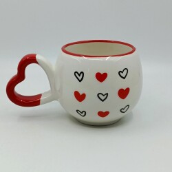 SİYAH KALP KIRMIZI KALP -AMOUR KUPA - KIRMIZI SAP KIRMIZI TURNET - 