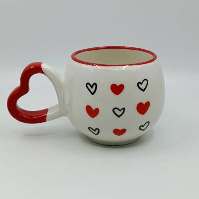 SİYAH KALP KIRMIZI KALP -AMOUR KUPA - KIRMIZI SAP KIRMIZI TURNET - 1