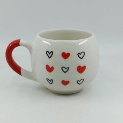 SİYAH KALP KIRMIZI KALP -BALON KUPA - KIRMIZI SAP - 