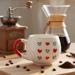 SİYAH KALP KIRMIZI KALP -BALON KUPA - KIRMIZI SAP - 