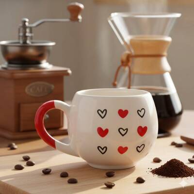 SİYAH KALP KIRMIZI KALP -BALON KUPA - KIRMIZI SAP - 1