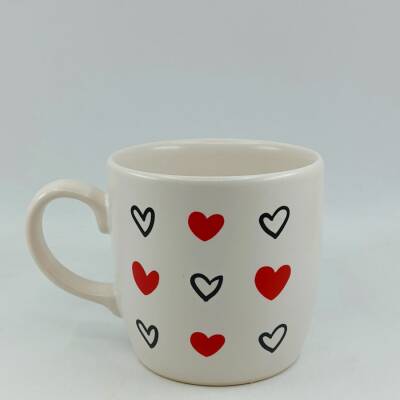 SİYAH KALP KIRMIZI KALP -BODUR KUPA - TRANSPARAN - 1