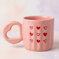 SİYAH KALP KIRMIZI KALP -EROS KUPA - PEMBE SAP PEMBE GÖVDE - 