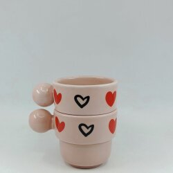 SİYAH KALP KIRMIZI KALP -İKİLİ PUNTO ESPRESSO - PEMBE SAP PEMBE GÖVDE - 