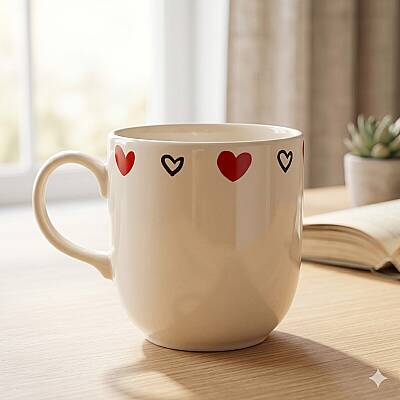SİYAH KALP KIRMIZI KALP -JUNO KUPA - TRANSPARAN GÖVDE TRANSPARAN SAP - 1