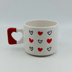 SİYAH KALP KIRMIZI KALP -KALP KUPA - KIRMIZI SAP - 