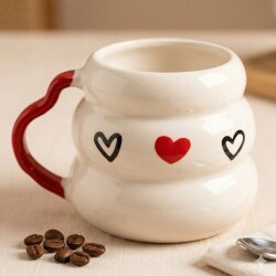 SİYAH KALP KIRMIZI KALP -KOVAN KUPA - KIRMIZI SAP - 