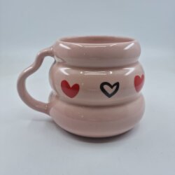 SİYAH KALP KIRMIZI KALP -KOVAN KUPA - PEMBE SAP PEMBE GÖVDE - 