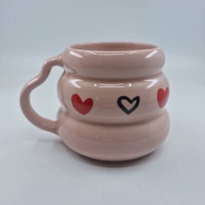 SİYAH KALP KIRMIZI KALP -KOVAN KUPA - PEMBE SAP PEMBE GÖVDE - 1