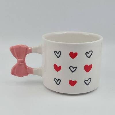SİYAH KALP KIRMIZI KALP -KURDELE KUPA - PEMBE SAP - 1