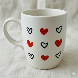 SİYAH KALP KIRMIZI KALP -OVAL KUPA - TRANSPARAN SAP - 