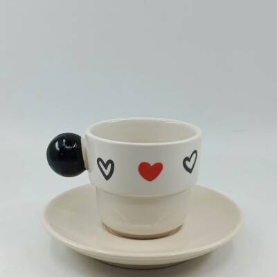 SİYAH KALP KIRMIZI KALP -PUNTO FİNCAN - SİYAH SAP - 1