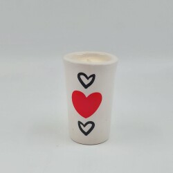 SİYAH KALP KIRMIZI KALP -SERAMİK PANDORA MUM - TEKLİ - 