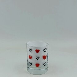 SİYAH KALP KIRMIZI KALP -SHOT BARDAĞI - ŞEFFAF - 