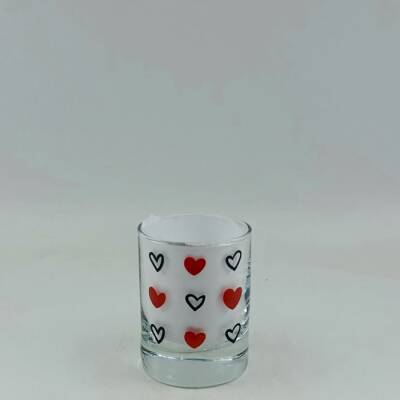 SİYAH KALP KIRMIZI KALP -SHOT BARDAĞI - ŞEFFAF - 1