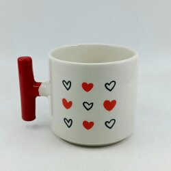 SİYAH KALP KIRMIZI KALP -T KUPA - KIRMIZI SAP - 