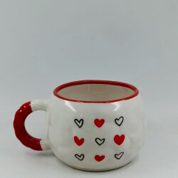 SİYAH KALP KIRMIZI KALP -TONTİK KUPA - KIRMIZI SAP - 