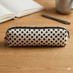 SİYAH KALP SARMAL-DERİ KALEM KUTU - TEKLİ - 