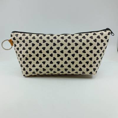 SİYAH KALP SARMAL-MAKYAJ ÇANTASI - TEKLİ - 1