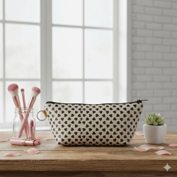 SİYAH KALP SARMAL-MAKYAJ ÇANTASI - TEKLİ - 