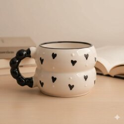 SİYAH KALPLER SARMAL - 3D-HARMONİ KUPA - 3D - 