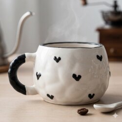 SİYAH KALPLER SARMAL - 3D-TONTİK KUPA - 3D - 