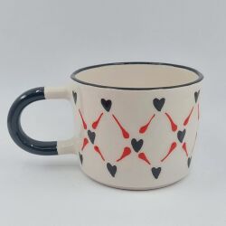 SİYAH KALPLİ BAKLAVA DESEN - 3D-ÖZEL FORM - TRANSPARAN GÖVDE - 