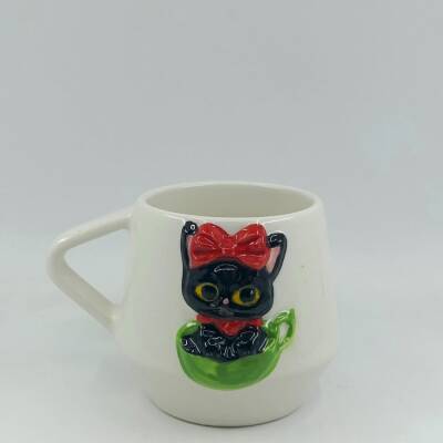 SİYAH KEDİ - 3D-DAMLA KUPA - 3D - 1