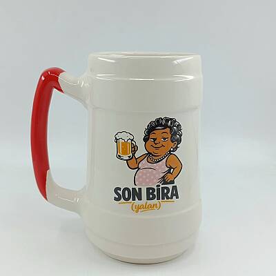 SON BİRA 1-SERAMİK BİRA BARDAĞI - KIRMIZI SAP - 1