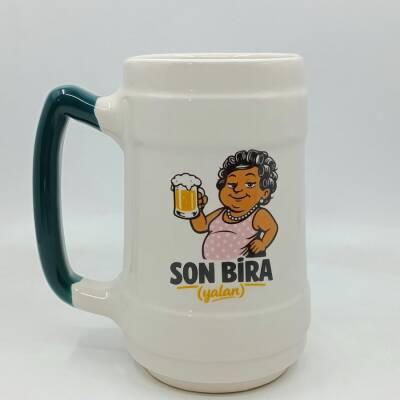 SON BİRA 1-SERAMİK BİRA BARDAĞI - YEŞİL SAP - 1