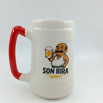 SON BİRA 2-SERAMİK BİRA BARDAĞI - KIRMIZI SAP - 1