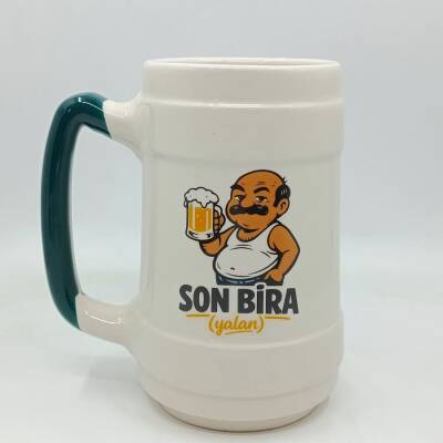 SON BİRA 2-SERAMİK BİRA BARDAĞI - YEŞİL SAP - 1