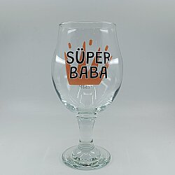 SÜPER BABA-TAÇ-CAM BİRA BARDAĞI - ŞEFFAF - 