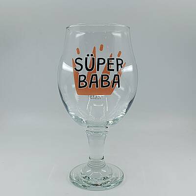 SÜPER BABA-TAÇ-CAM BİRA BARDAĞI - ŞEFFAF - 1
