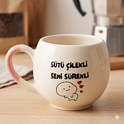 SÜTÜ ÇİLEKLİ SENİ SÜREKLİ-BALON KUPA - PEMBE SAP - 