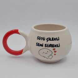 SÜTÜ ÇİLEKLİ SENİ SÜREKLİ - BALONCUK KUPA - KIRMIZI SAP - 