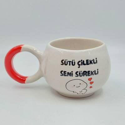 SÜTÜ ÇİLEKLİ SENİ SÜREKLİ - BALONCUK KUPA - TURUNCU SAP - 1