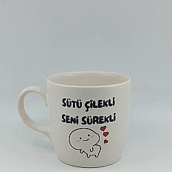 SÜTÜ ÇİLEKLİ SENİ SÜREKLİ-BODUR KUPA - TRANSPARAN - 